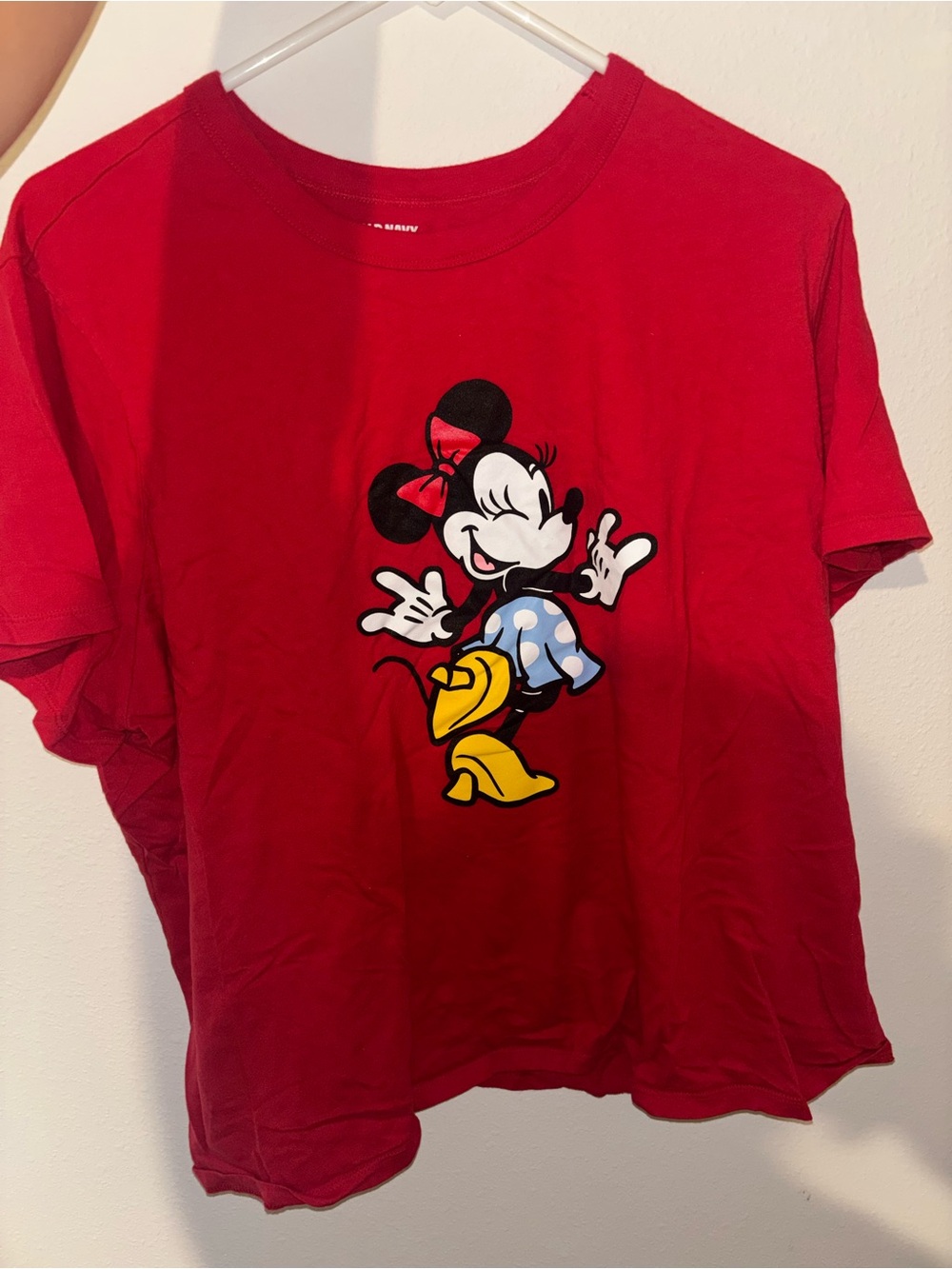 Old Navy Red Minnie Mouse Graphic Tee with Yellow and Blue Accents